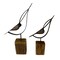 Abstract Bird Statues Set of 2 Rustic Wood Metal Tabletop Sculptures 13.25in